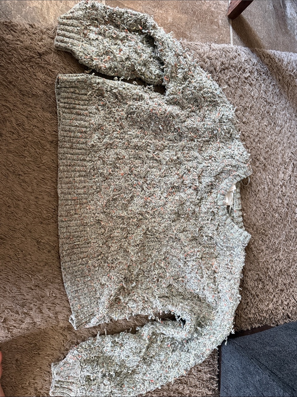 Jessica Simpson Cream Tweed Textured Crewneck Sweater